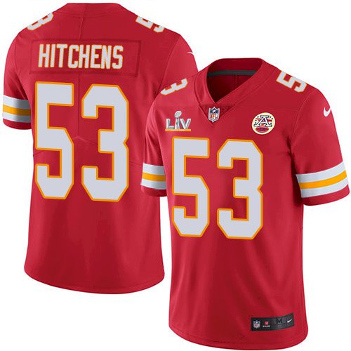 Men's Kansas City Chiefs #53 Anthony Hitchens Red 2021 Super Bowl LV Stitched NFL Jersey